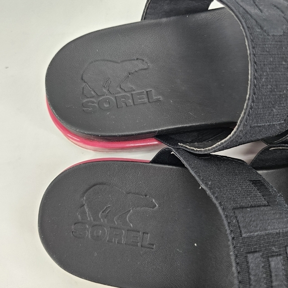 SOREL Black & Punch Pink Roaming Sport Women Sandal Slides 8 5 - Picture 6 of 8